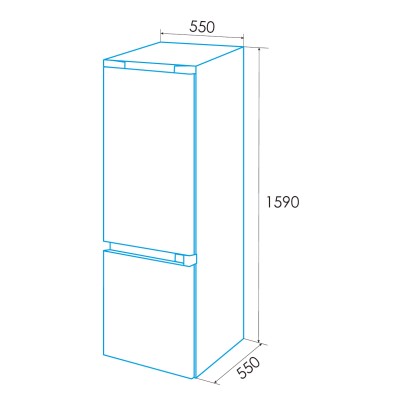 Frigorífico Corberó CF2PH1664W dos puertas, 235L, Cíclico, dimensiones1,59 x55 x 55, Blanco, puertas reversibles, E