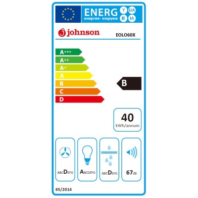 Campana telescópica Johnson EOLO60X, 60cm, inox, B, extracción max.400 m3/h