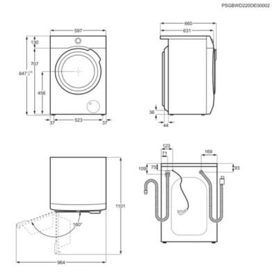 Lavadora secadora AEG LWR7194M2B, Serie 7000 ProSteam® de 9/5Kg, 1400 rpm, D+A