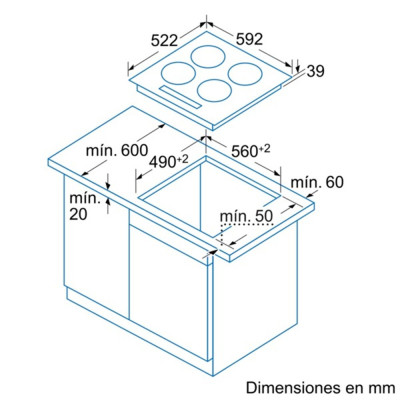 Balay 3EB714LR hobs Negro Integrado Cerámico 3 zona(s)