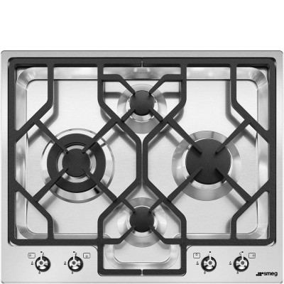 Smeg Classic PGF64-4 hobs Acero inoxidable Integrado 62 cm Encimera de gas 4 zona(s)