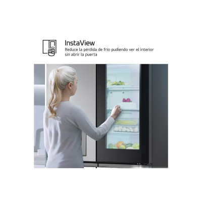 LG InstaView GMG961EVKE nevera puerta lado a lado Independiente 637 L E Negro, Acero inoxidable