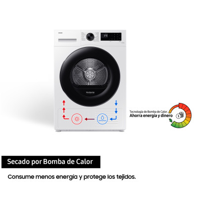 Samsung Secadora con Bomba de Calor 9Kg Blanca con OptimalDry™ Clase A+++ DV90CGC2A0AEEC