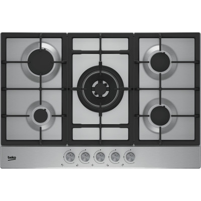 Beko HIAW 75225 SL hobs Negro, Acero inoxidable Integrado 75 cm Encimera de gas 5 zona(s)