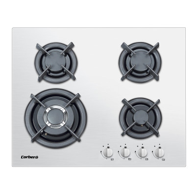 Corbero CPGXY6059X hobs Negro, Acero inoxidable Integrado 62 cm Encimera de gas 4 zona(s)