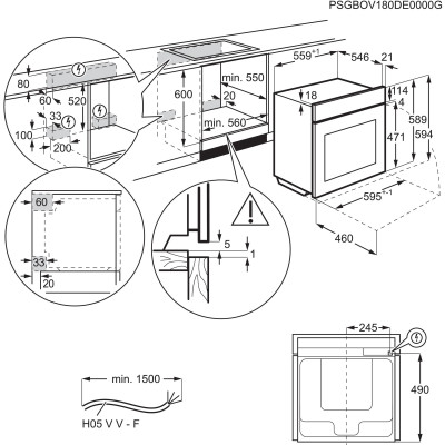Electrolux EOB8S31X 70 L 3500 W Acero inoxidable
