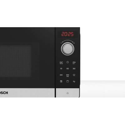 Bosch Serie 2 FEL023MS2 microondas Negro, Acero inoxidable Solo microondas Encimera 20 L 800 W