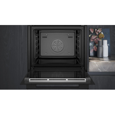 Siemens iQ700 HR736G1B1 horno 71 L 3600 W Negro, Acero inoxidable