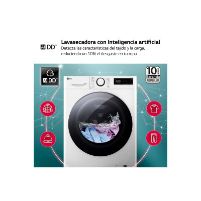 LG F4DR6010A0W lavadora-secadora Independiente Carga frontal Blanco A