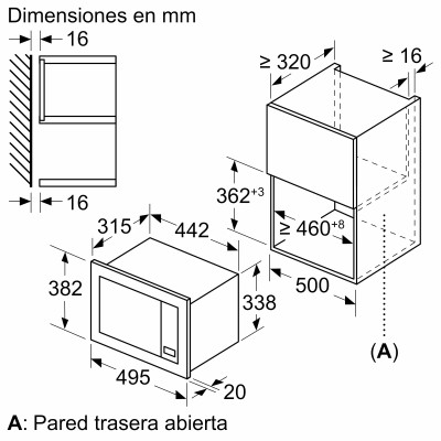 Balay 3CG5142X3 microondas Negro, Acero inoxidable Microondas con grill Integrado 20 L 800 W