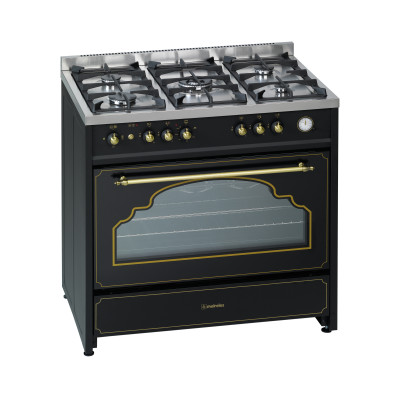 Meireles G 914 BL NAT cocina Cocina familiar tipo industrial Gas Encimera de gas Negro, Oro, Acero inoxidable