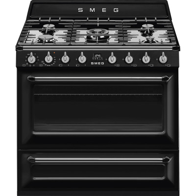 Smeg TR90BL9 cocina Cocina independiente Eléctrico Encimera de gas Negro