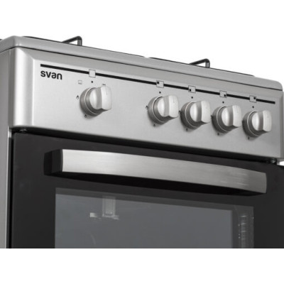 SVAN SKG4500X cocina Cocina independiente Gas Encimera de gas Negro, Acero inoxidable