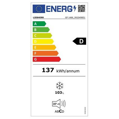 Congelador Bajo Encimera Liebherr GP 1486-21, 4 cajones, 103L, FrostSafe, Puerta reversible, 85,1 x 60,2x 62,8 cm, A***, Blanco Congelador Bajo Encimera Liebherr GP 1486-21, 4 cajones, 103L, FrostSafe, Puerta reversible, 85,1 x 60,2x 62,8 cm, A***, Blanco