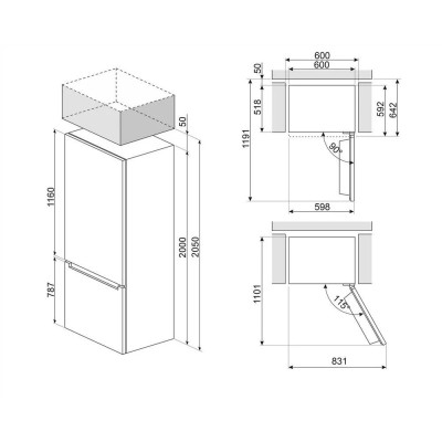 Combi Smeg RC20XDNE, 331 L, Total No Frost, 200 x 60 (cm), E, Acero inoxidable