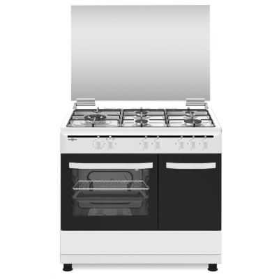 Vitrokitchen Elegance 90×60 Cocina independiente A Gas Encimera de gas Negro, Blanco