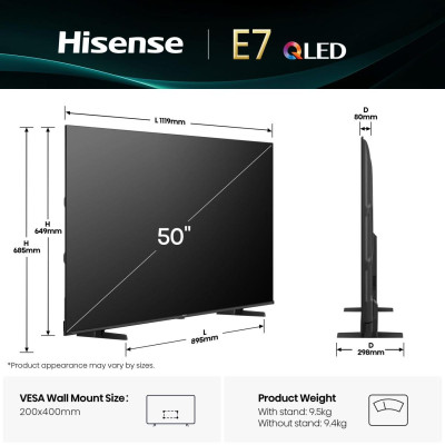 Hisense 50E77Q 127 cm (50") 4K Ultra HD Smart TV Wifi Negro