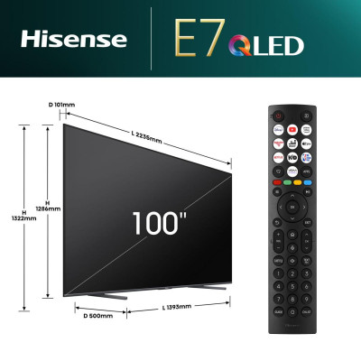 Hisense QLED Smart TV 100E7NQ 2,54 m (100") 4K Ultra HD Wifi Gris 400 cd   m²