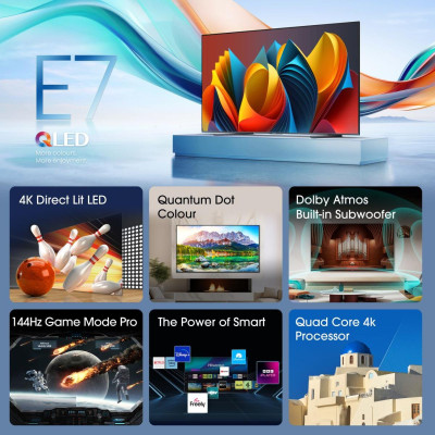 Hisense QLED Smart TV 100E7NQ 2,54 m (100") 4K Ultra HD Wifi Gris 400 cd   m²