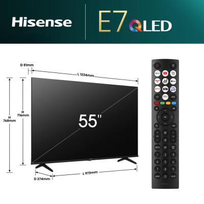 Hisense 55E77NQ 139,7 cm (55") 4K Ultra HD Smart TV Wifi Negro 330 cd   m²