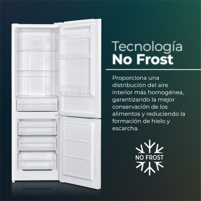 Frigorífico Combi SVAN SC185602ENF, 293 L, No Frost, Sistema Multi Air Flow, E, Puertas reversibles, 185 x 60 (cm), Blanco