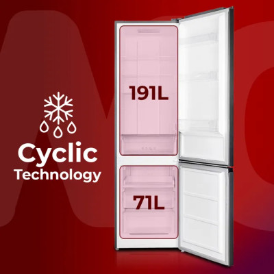 Frigorífico Combi Wonder WC185500E, Cíclico, 262L, E, 180 x 55 x 56 (cm), Puertas reversibles, Blanco