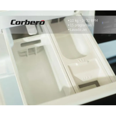 Lavadora Carga Frontal Corberó Excellence CLH1404MK, 10 Kg, 1400 rpm, A, 15 Programas (Vapor, ECO...), , Blanca