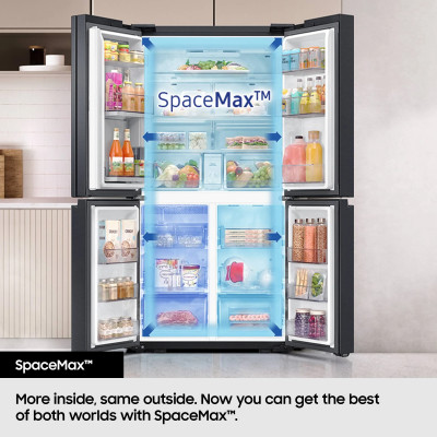 Frigorífico Americano 4 puertas Samsung RF48A401EM9, 488 L, No Frost, E, Dispensador de agua, Acero inoxidable