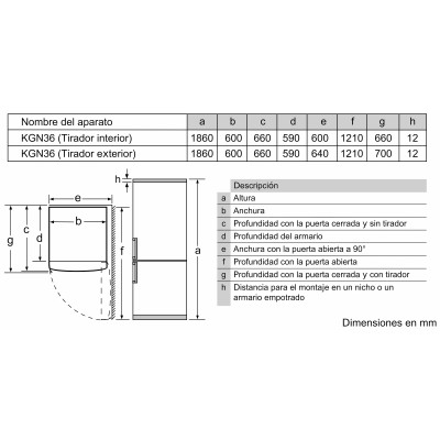 Combi Balay 3KFE561MI, 305 L, Total No Frost,186 x 60 (cm), E, Acero inoxidable, Puertas reversibles