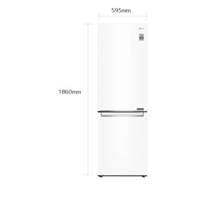 Frigorífico Combi LG GBP31SWLZN, 342 L, Total No Frost, 186 x 59.5 (cm), Door Cooling, Multi AirFlow, E, Blanco