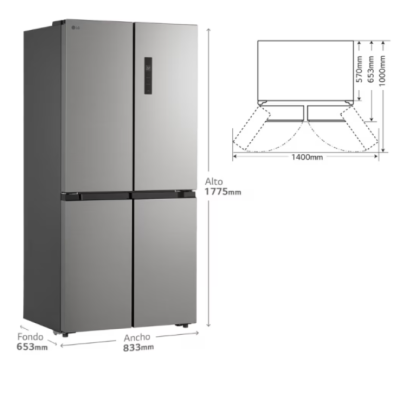Frigorífico americano 4 P LG GMM41MSBEM, 474L, Total No Frost, E, Multi Air Flow, Big Fresh Zone, 177 x 83 (cm), Inox