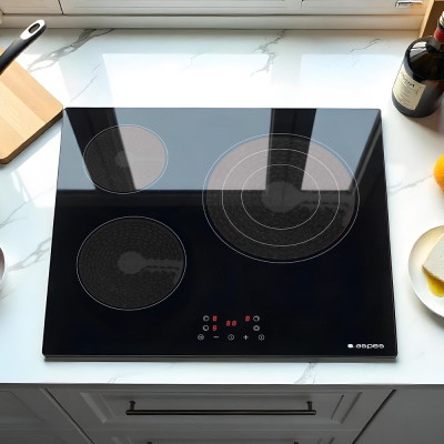 Placa Vitrocerámica Aspes AV3602, hobs Negro Integrado, 59 cm, Cerámico, 3 zona(s), 9 niveles de potencia, temporizador, 5700W