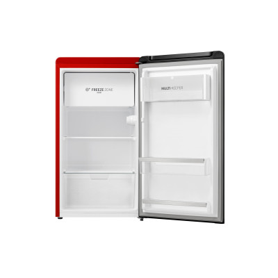 Frigorifico 1 Puerta Hisense RR106D4CRE, Clase E, 82L, E, 87 x 48 (cm), Acero Rojo, Congelador Freeze Zone, Puerta Reversible