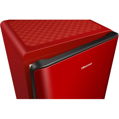Frigorifico 1 Puerta Hisense RR106D4CRE, Clase E, 82L, E, 87 x 48 (cm), Acero Rojo, Congelador Freeze Zone, Puerta Reversible