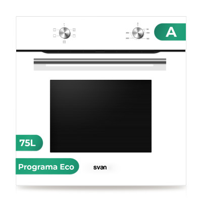 Horno Svan SH4700EB, 75L, A, 59,5 x 59,5 (cm), Control Manual, 4 Programas, Blanco