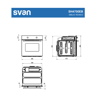 Horno Svan SH4700EB, 75L, A, 59,5 x 59,5 (cm), Control Manual, 4 Programas, Blanco